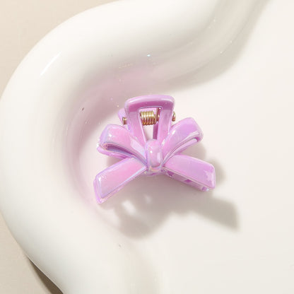 Beau - Glossy Plastic Bow Detail Side Hair Claw Clip