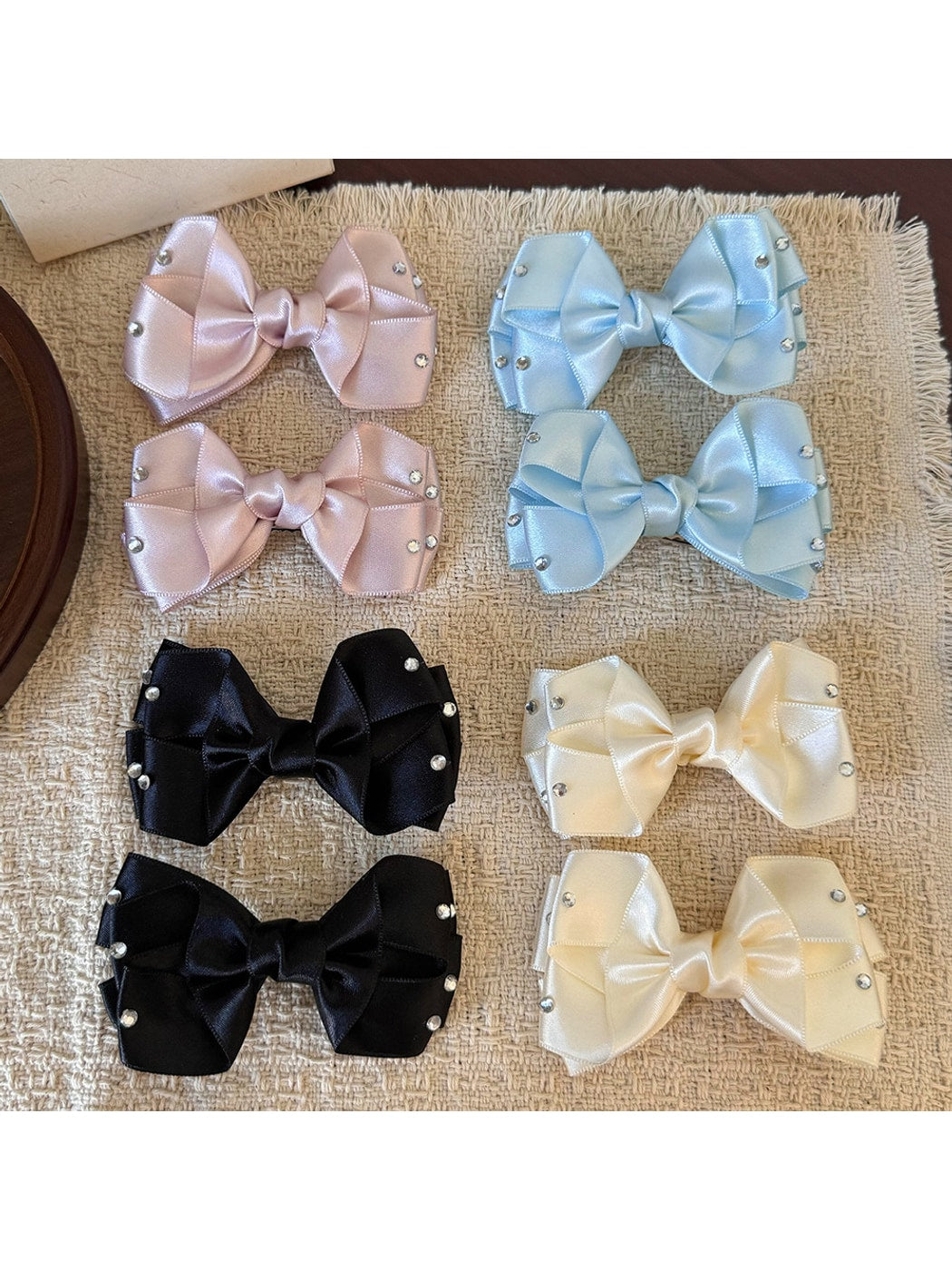 Beau - Layered Satin Look Sparkle Bow Hair Clip