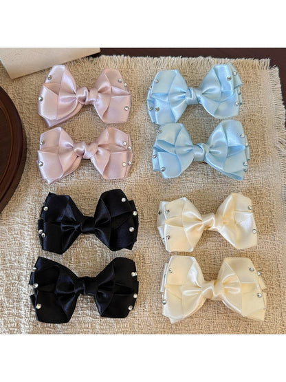Beau - Layered Satin Look Sparkle Bow Hair Clip