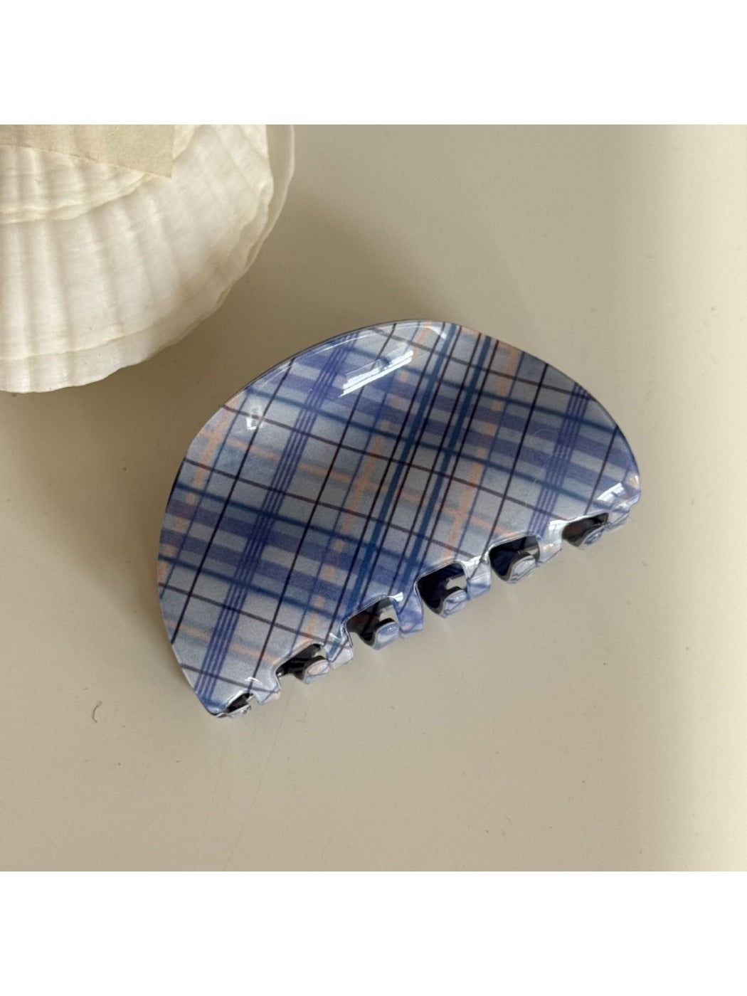 Beau - Blue Plaid Hair Claw Clip