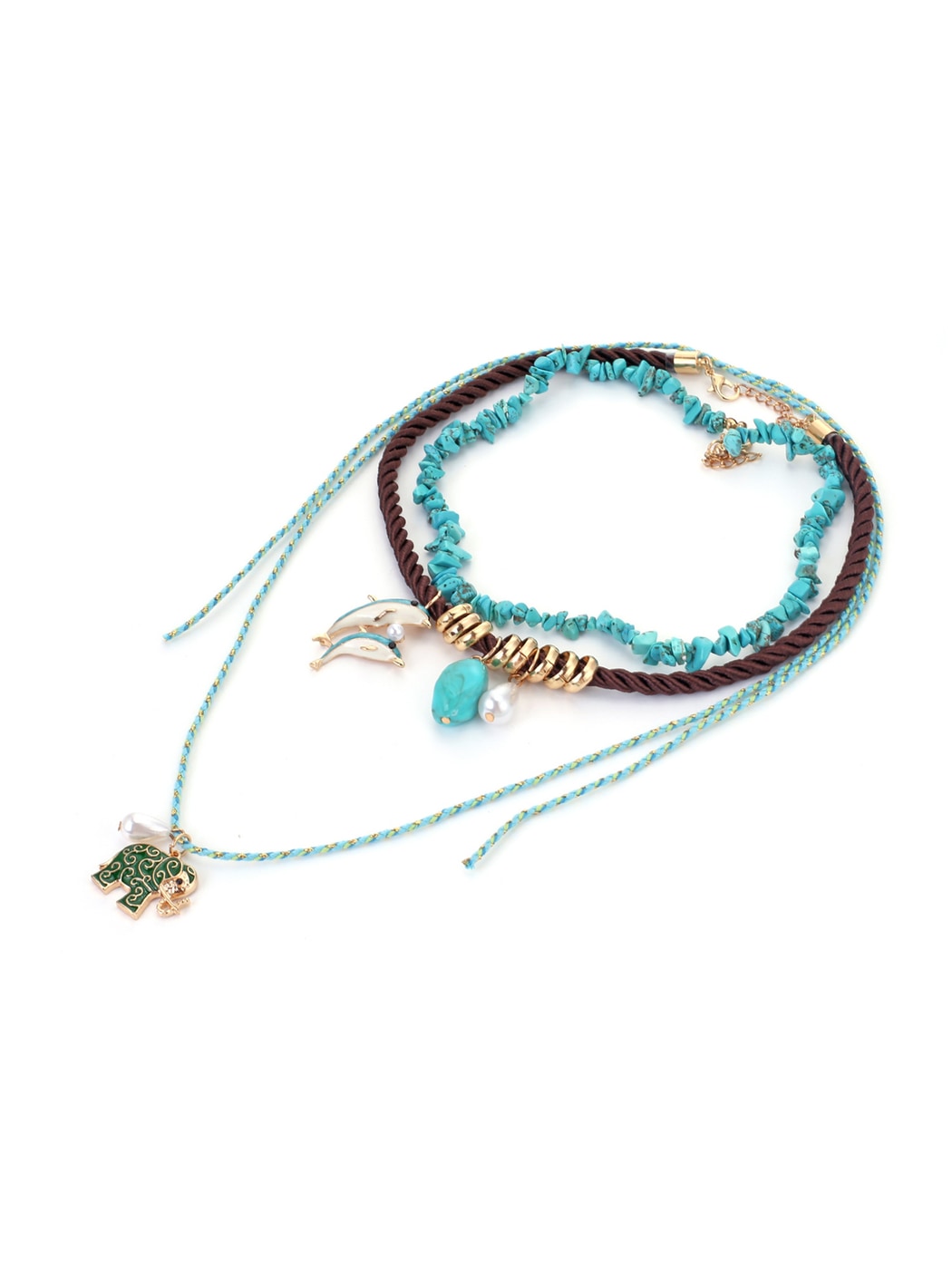 Nozari - Boho Style Elephant Pendant Cord Chain Necklace