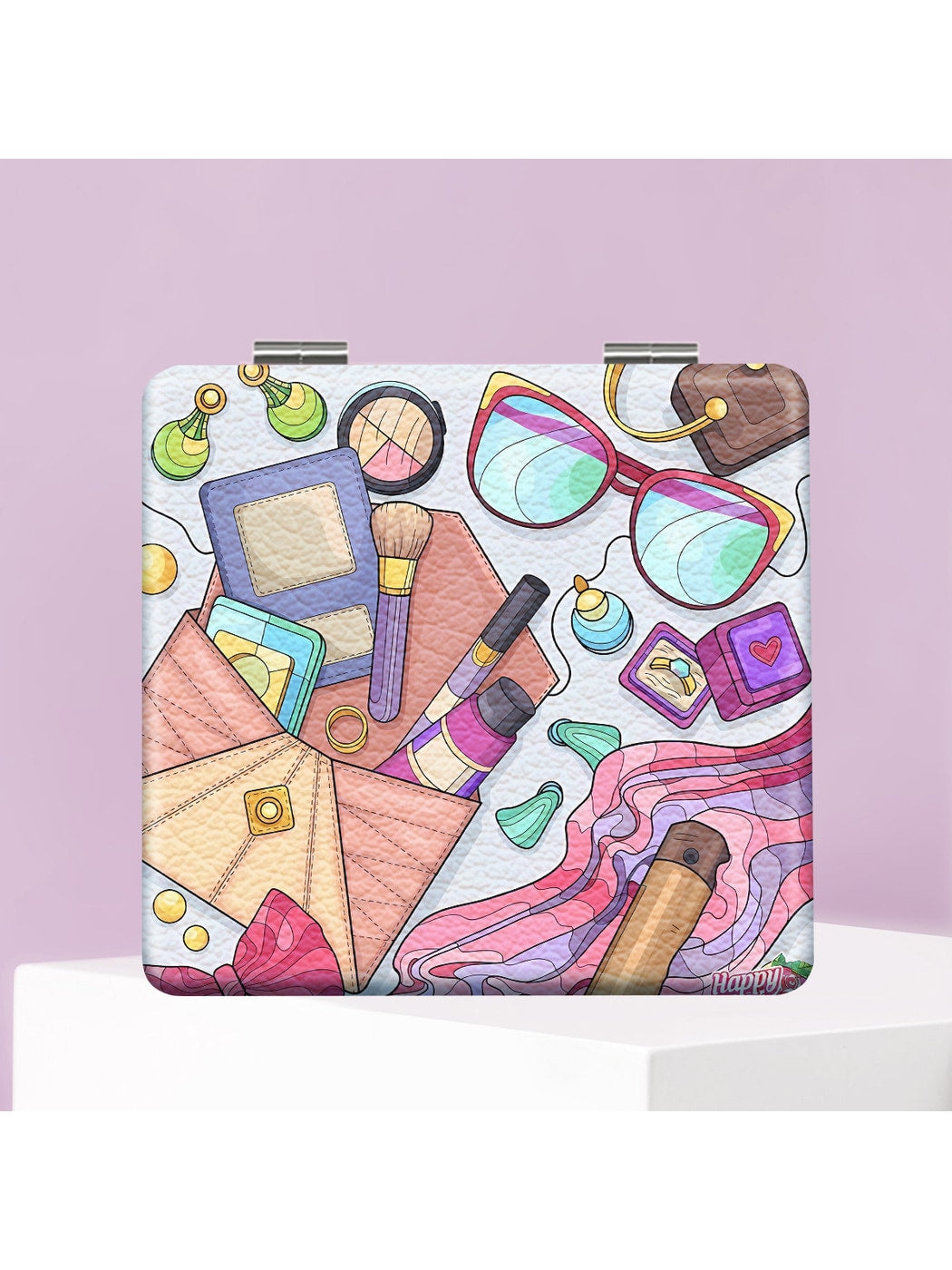 Mirroray - Makeup Theme Cartoon Print Makeup Mirror