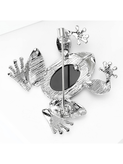 Brovia - Alloy Frog Inlay Fashion Accent Brooch Pin