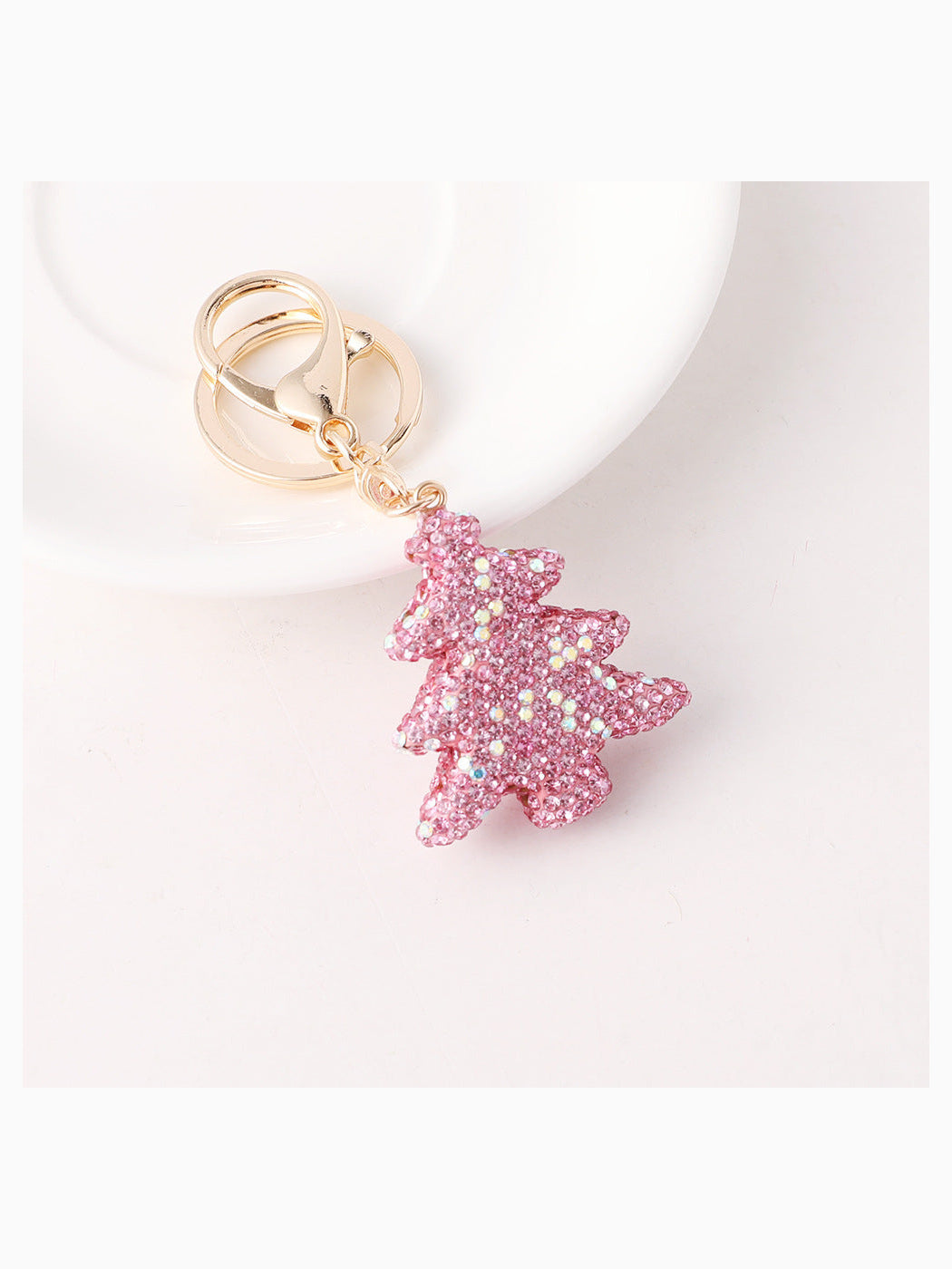 Pink Christmas tree keychain