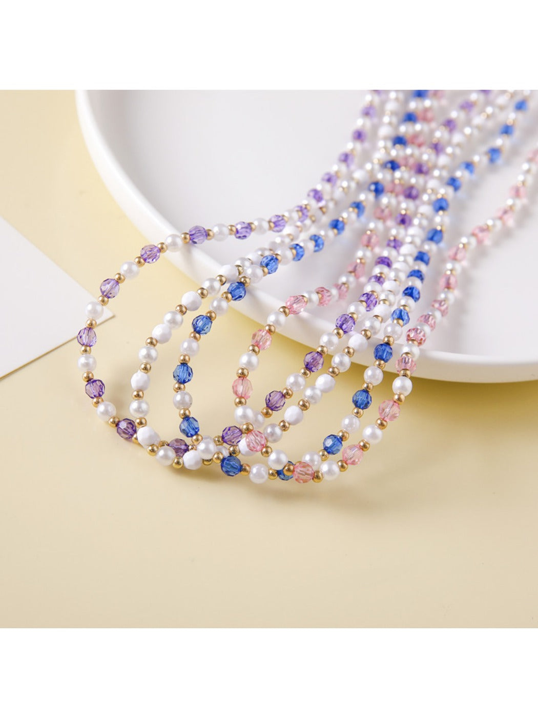 Velra - Elegant Solid Color Beaded Eyeglass Strap