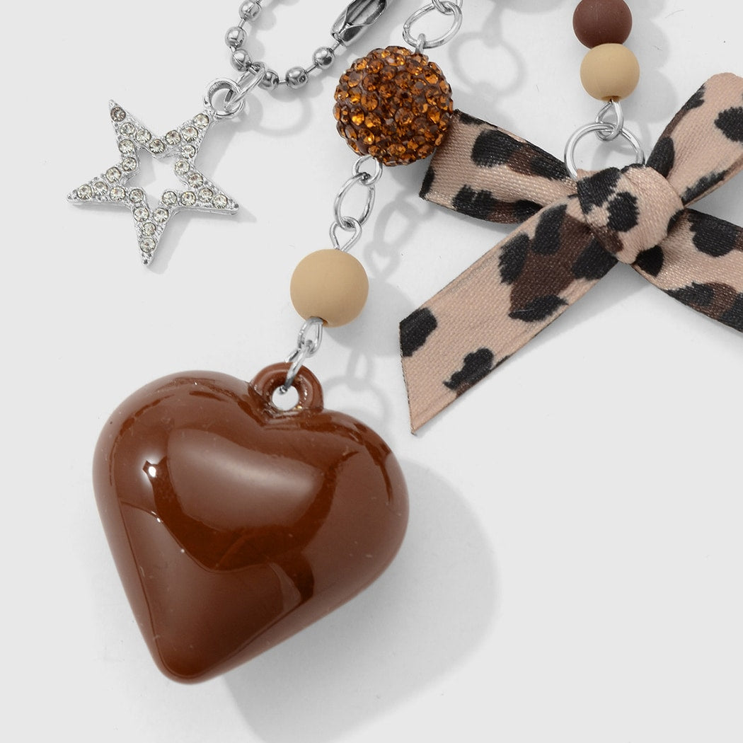 Keypus - Y2K Leopard Print Note and Bow Keychain