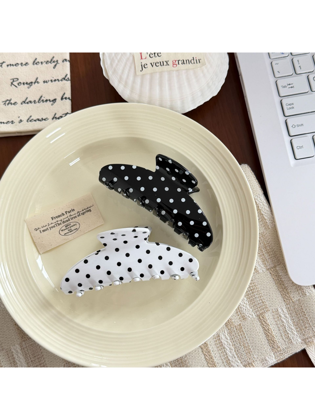 Beau - Sweet Polka Dot Curved Hair Claw Clip