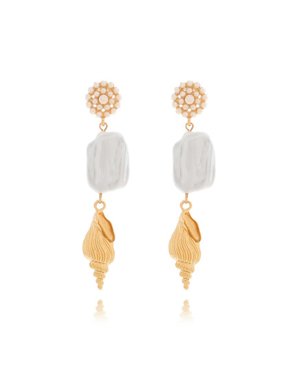 Earedge - Alloy Conch Statement Drop Earrings