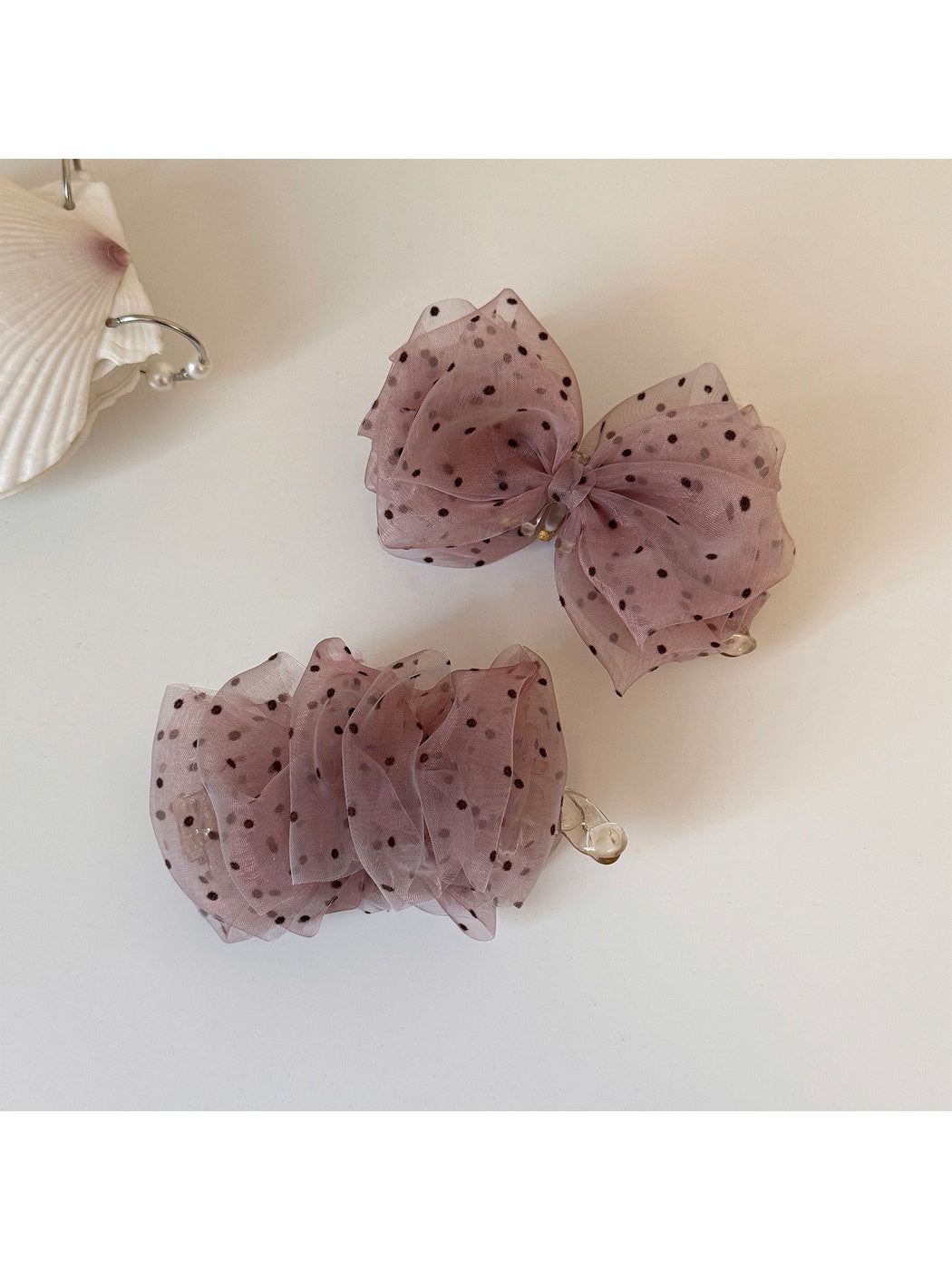Beau - Sheer Mesh Bubble Bow Banana Clip