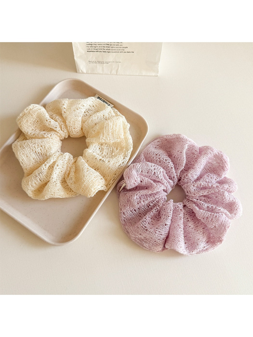 Gifty - Lace Cutout Polyester Fabric Scrunchie