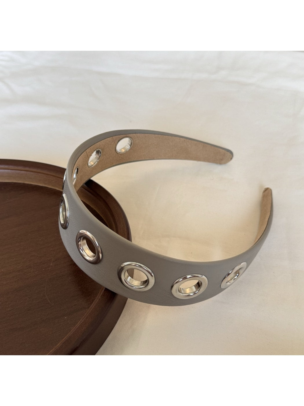 Gifty - Simple Punk Style PU Leather Alloy Detail Headband