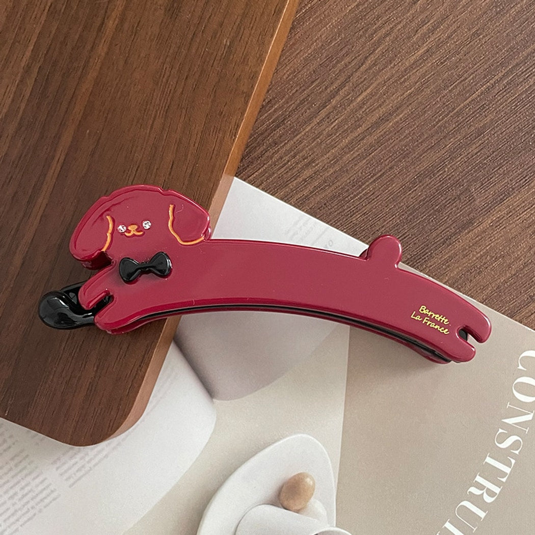 Beau - Playful Puppy Shape Curved Banana Clip
