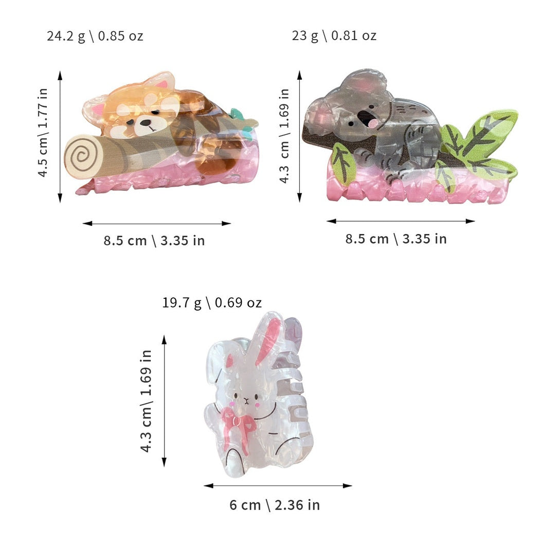 Animal character hair claw clip dimensions
