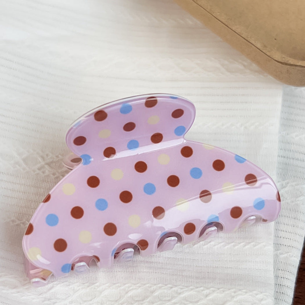 Pink polka dot hair claw clip