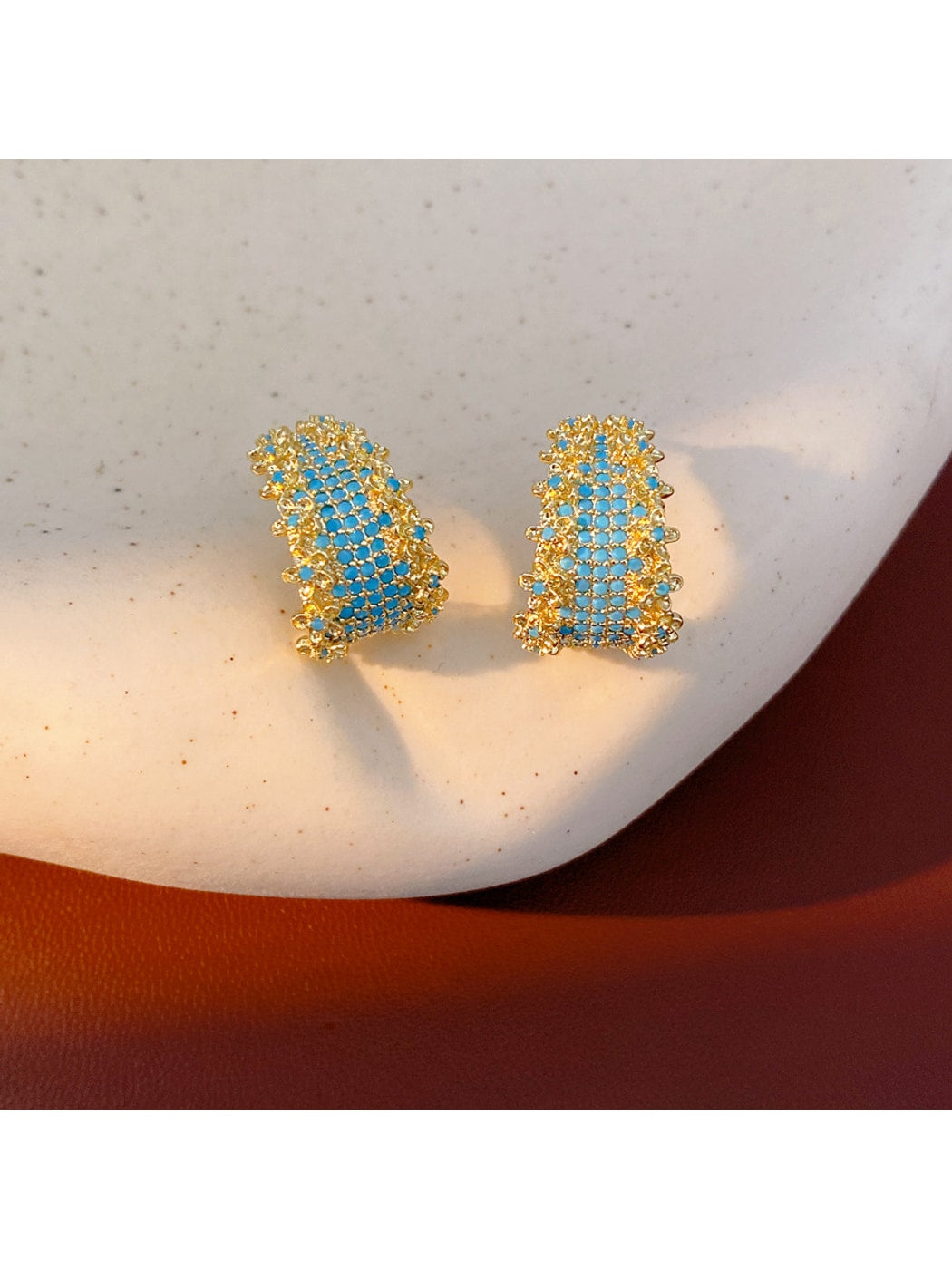 Earedge - Geometric C Shape Vintage Style Stud Earrings