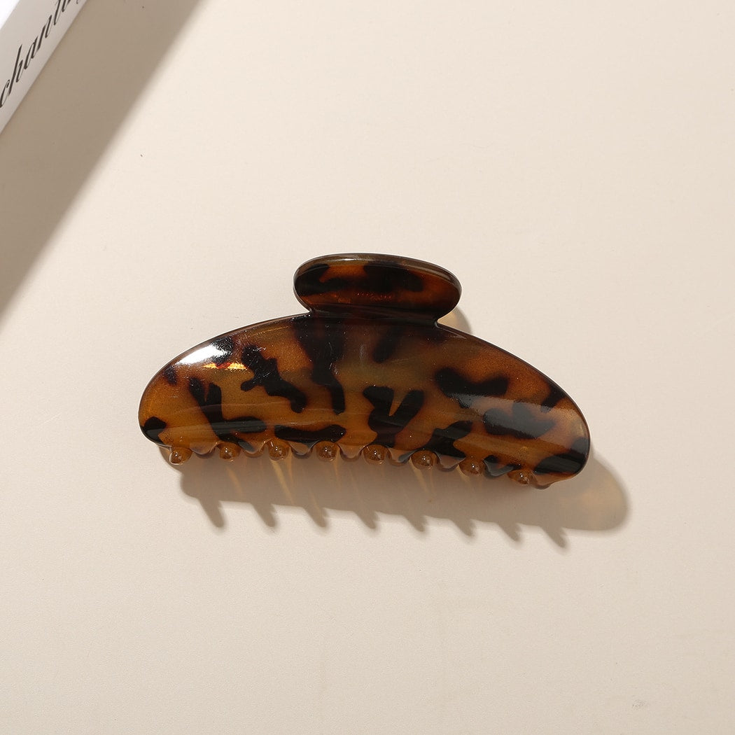 Beau - Glossy Leopard Print Rectangular Claw Clip