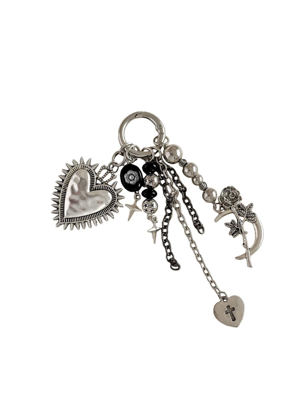 Keypus - Heart and Cross Alloy Bag Charm Keychain