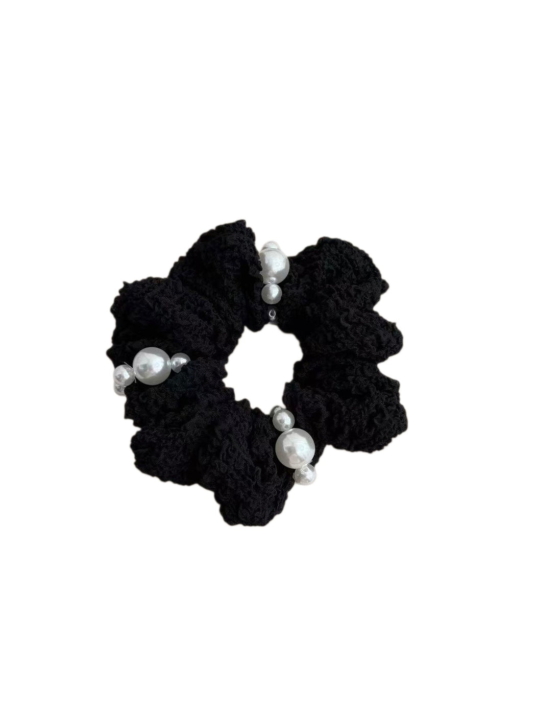 Gifty - Textured Beaded Accent Polyester Scrunchie
