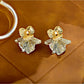 Earedge - Gold Ruffled Floral Stud Earrings