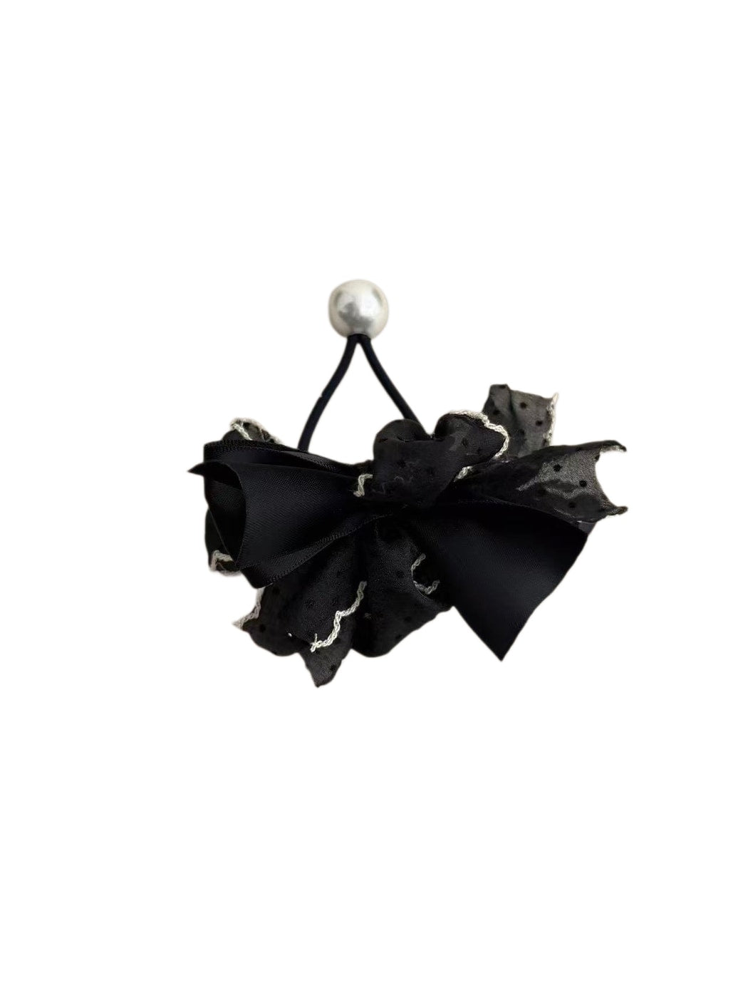 Gifty - Polka Dot Ribbon Bow Decorative Hair Tie