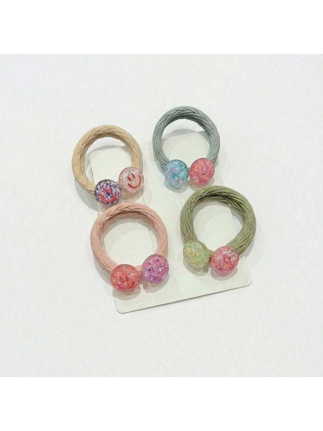 Gifty - Smiley Face Woven Elastic Textured Hair Tie