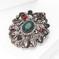 Brovia - Vintage Flower Rhinestone Accent Alloy Brooch