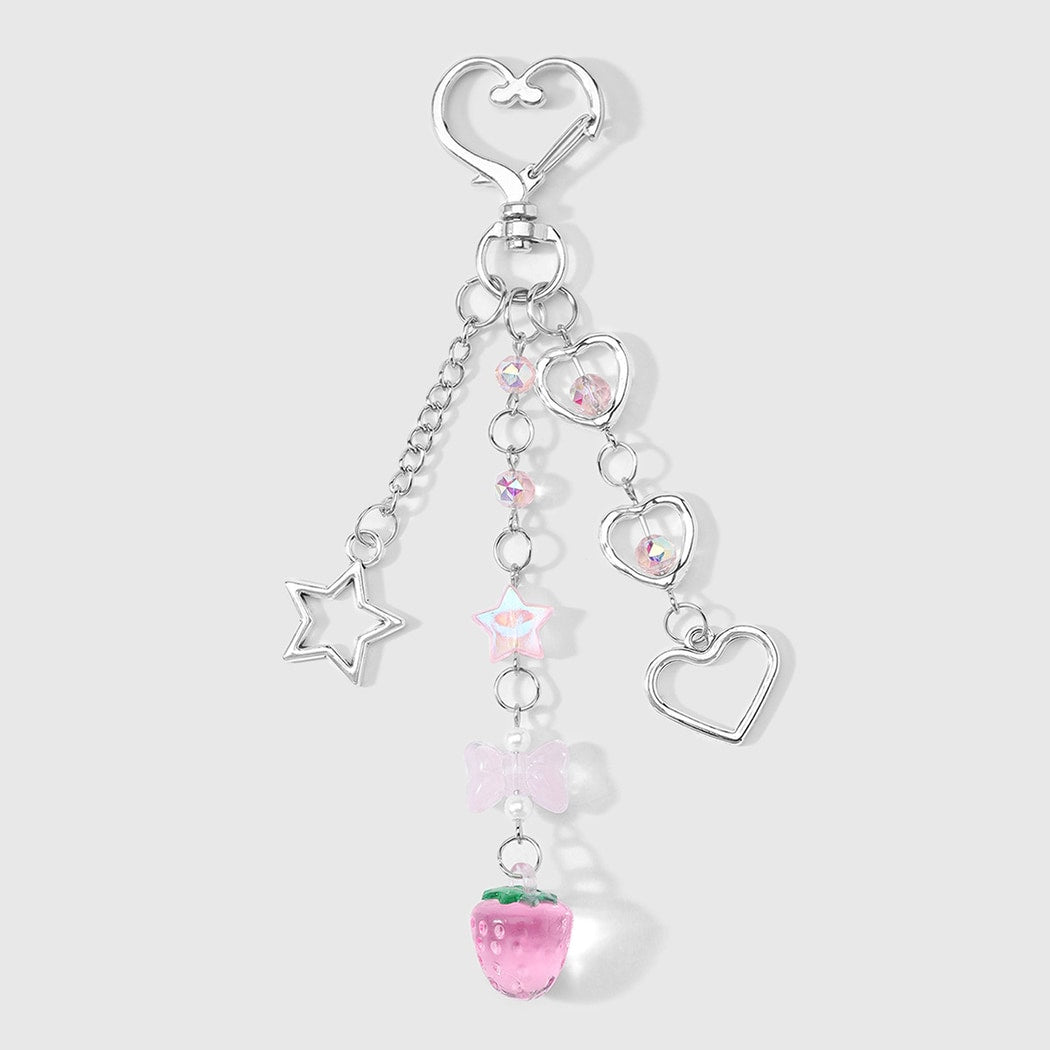 Keypus - Pink Bow Accent Beaded Keychain