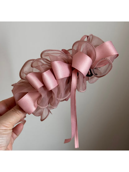 Beau - Sweet Ruffle Bow Fabric Banana Clip