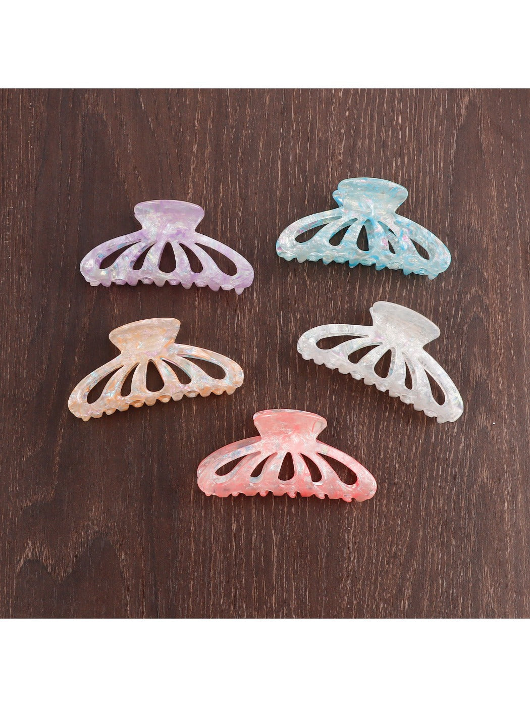 Beau - Colorful Openwork Half Round Claw Clip