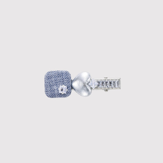 Beau - Blue Tone Heart Detail Hair Clip
