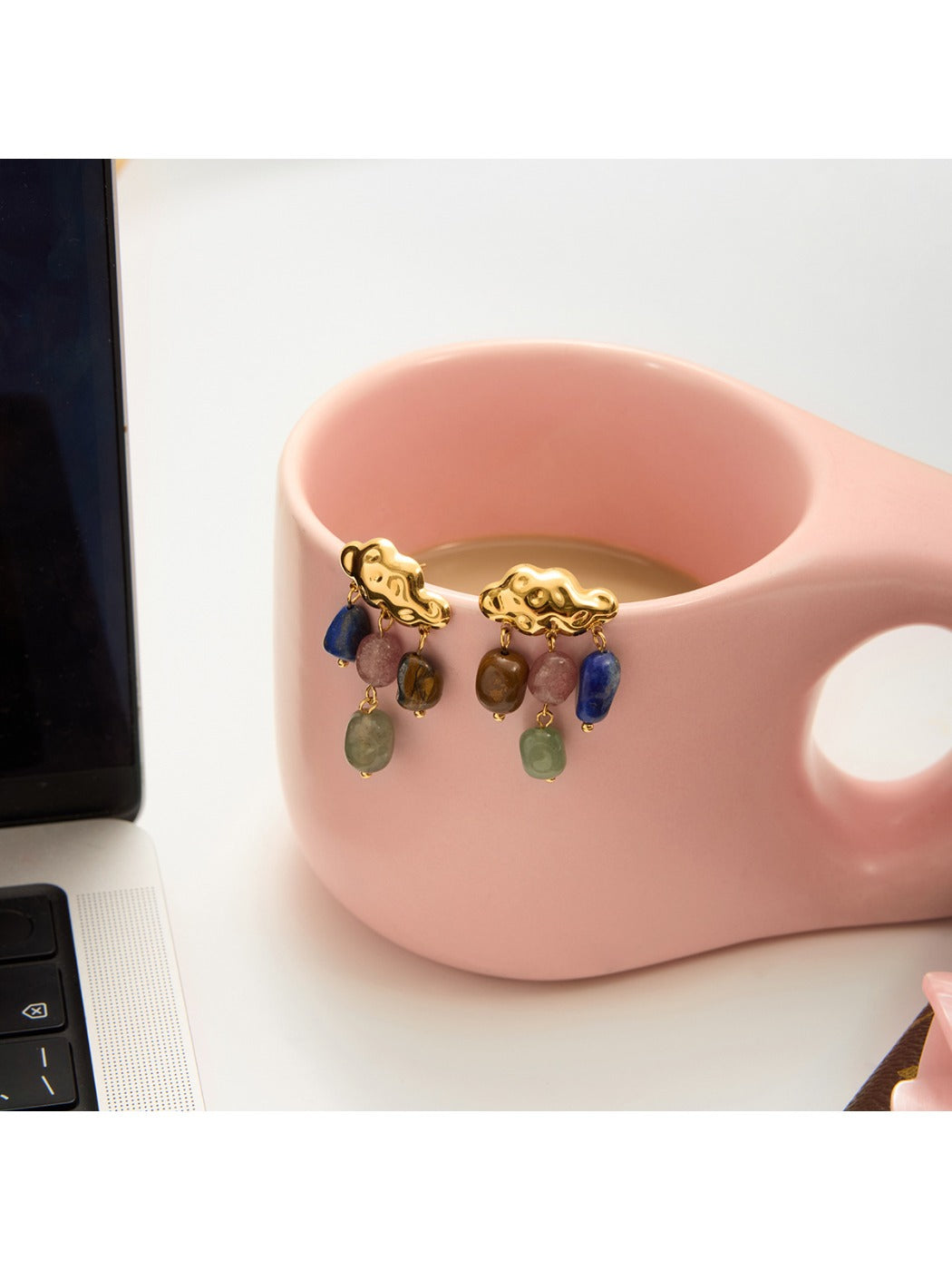 Earedge - Colorful Cloud Shaped Tassel Earrings