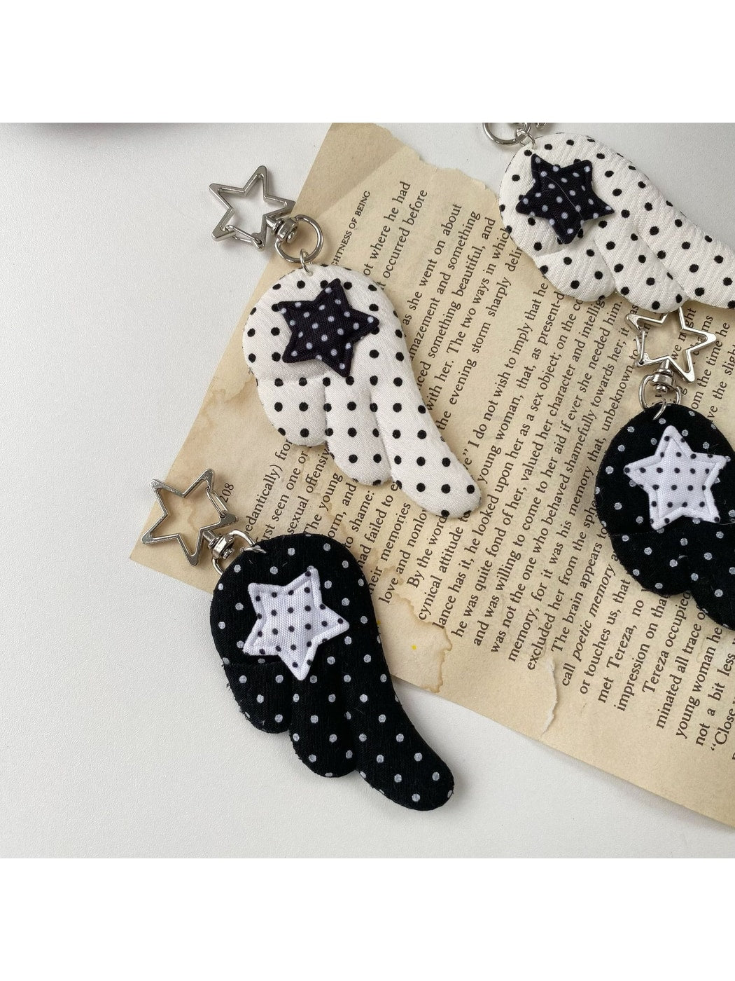 Keypus - Polka Dot Wing Fabric Bag Charm Keychain