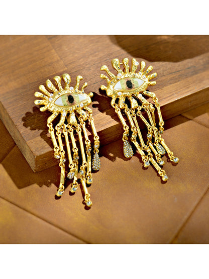 Earedge - Retro Eye Shaped Tassel Earrings