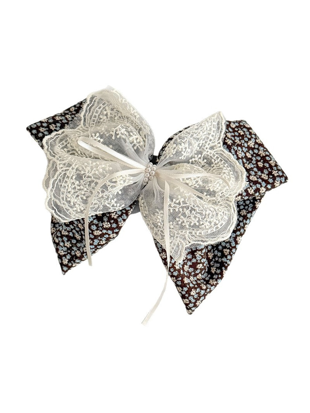 Beau - Layered Floral Bow Lace Detail Claw Clip