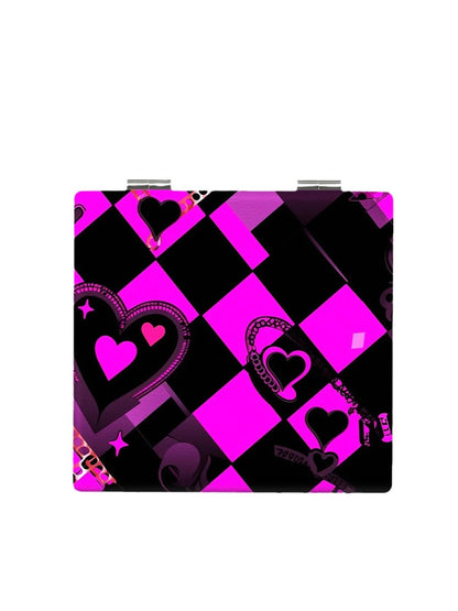 Mirroray - Square Y2K Heart Pattern Compact Folding Mirror