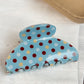 Blue polka dot hair claw clip