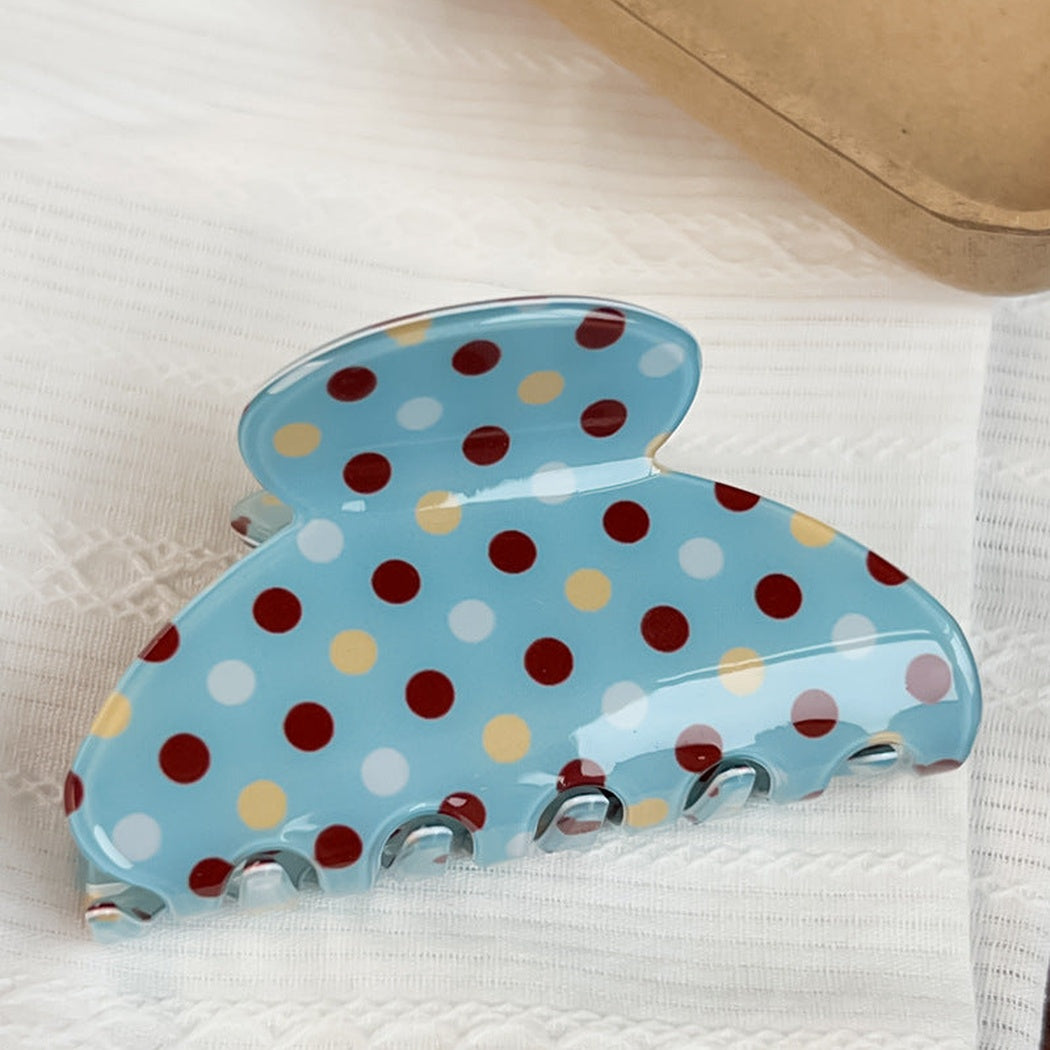 Blue polka dot hair claw clip