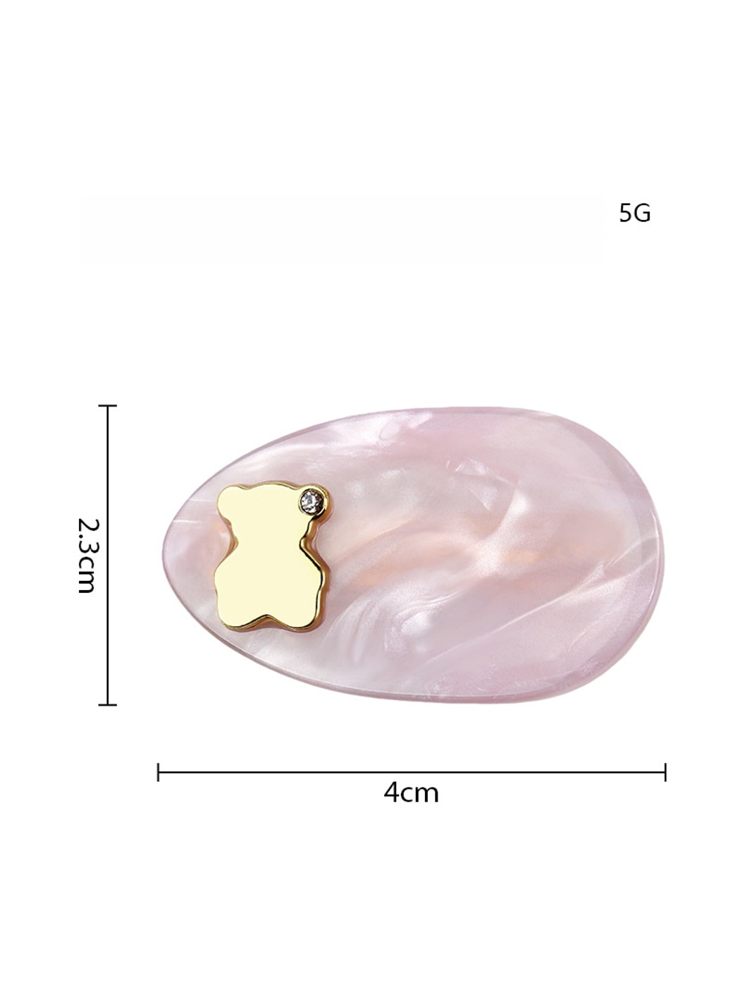 Beau - Oval Acetate Bear Detail Duckbill Hair Clip