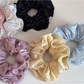 Gifty - Polka Dot Ruffle Trim Fabric Scrunchie