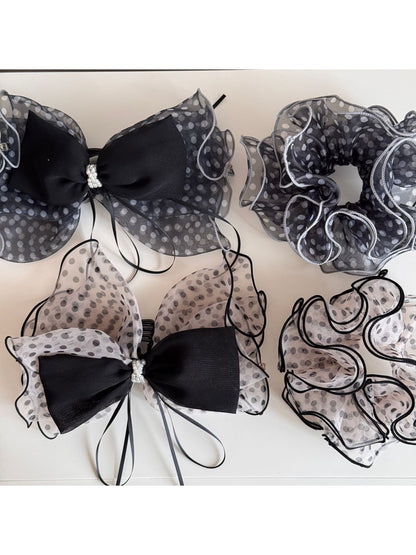 Gifty - Polka Dot Ruffle Edge Polyester Scrunchie