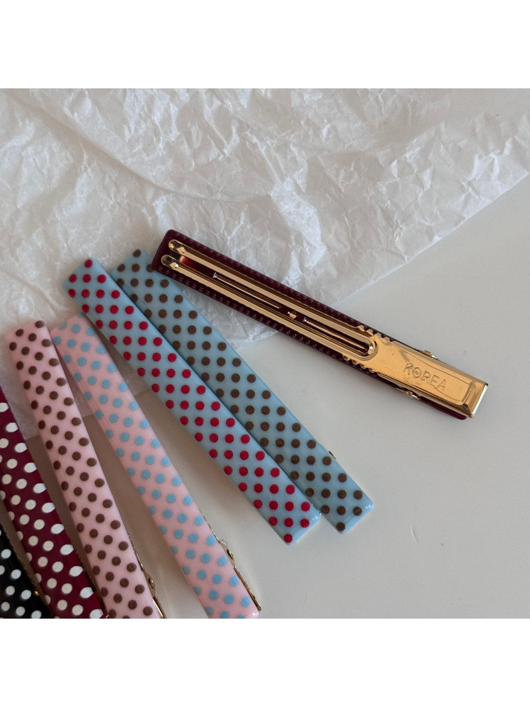Beau - Polka Dot Straight Bar Bangs Hair Clip