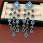 Earedge - Vintage Rhinestone Geometric Tassel Earrings