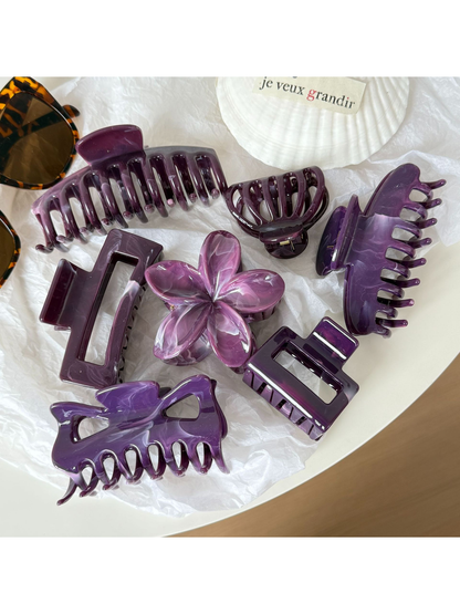 Beau - Marbled Glossy Plastic Hair Claw Clip