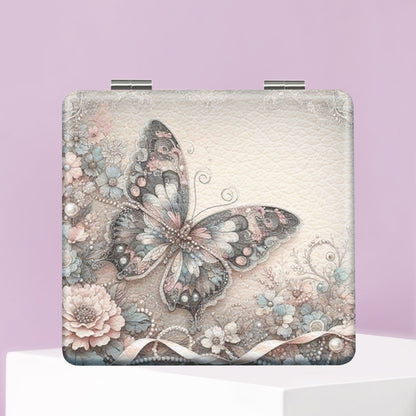 Mirroray - Butterfly Print Foldable Glass Makeup Mirror