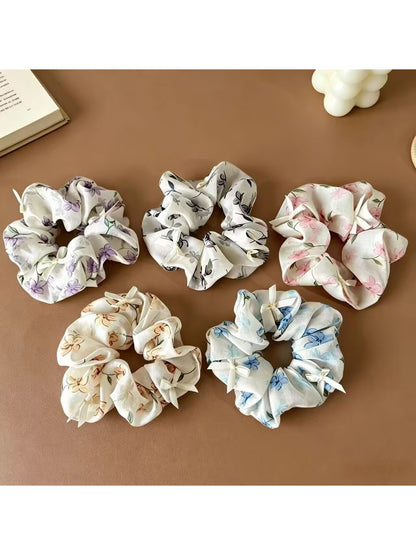 Gifty - Floral Butterfly Bow Polyester Scrunchie