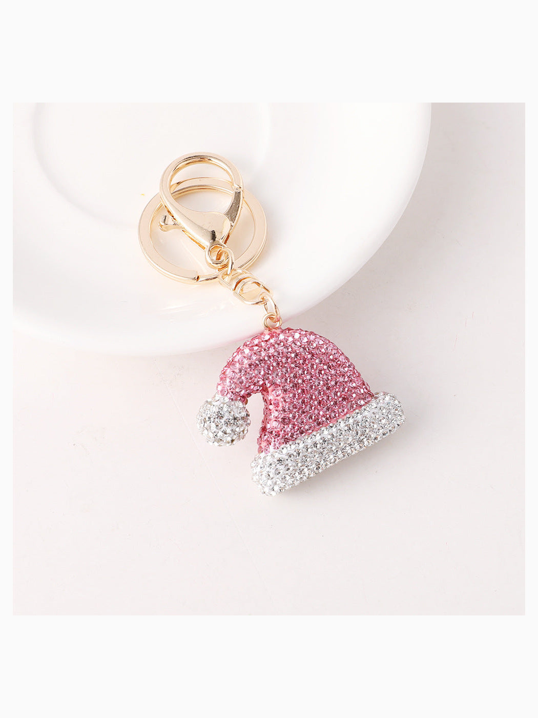 Pink Christmas Santa hat keychain