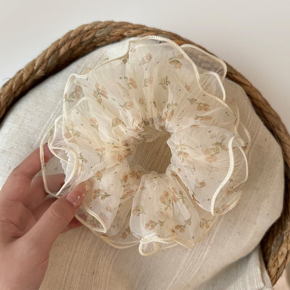 Gifty - Floral Mesh Four-Layer Ruffled Scrunchie