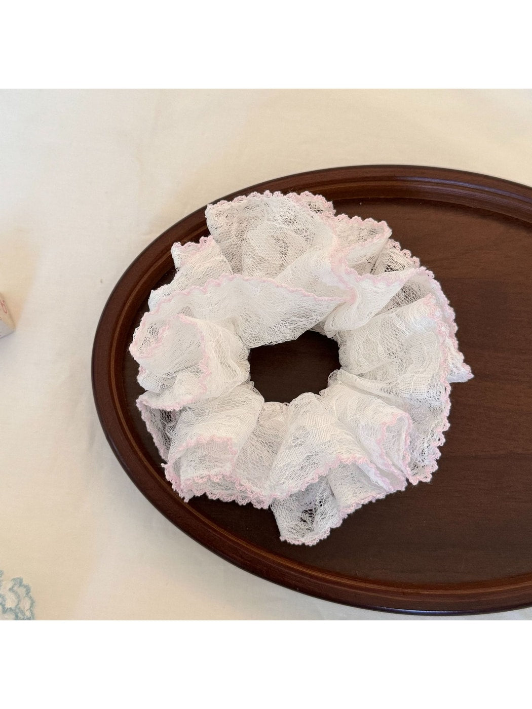 Gifty - Double Layer Lace Trim Polyester Scrunchie