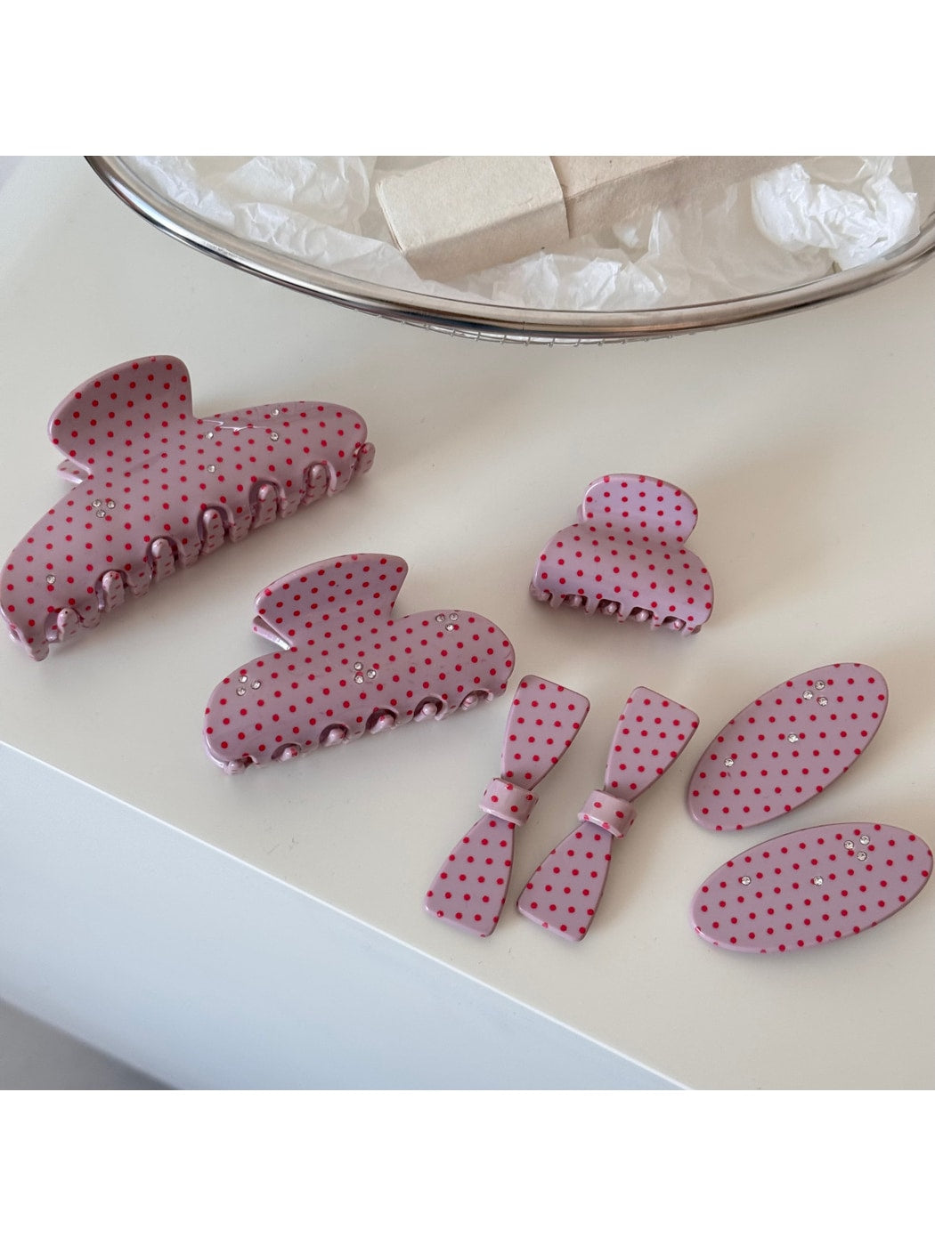 Beau - Semi-Circular Polka Dot Acetate Claw Clip