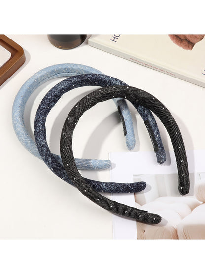 Gifty - Rhinestone Detail Denim Look Fabric Headband